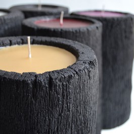 Bougies en Bois de Palmier Brûlé H30cm Diamètre 13cm Détail Vascolari JardinChic 