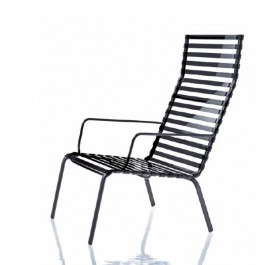 Lot de 2 Chauffeuses empilables Striped avec accoudoirs et dossier haut Noir / Gris foncé Magis JardinChic 