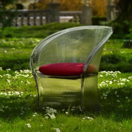 Fauteuil Flower Transparent avec Coussin Rouge Magis JardinChic