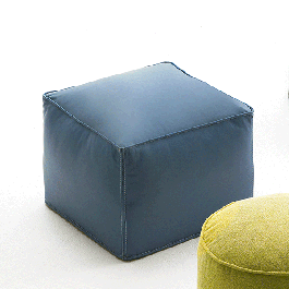 Pouf Carré Cuir Moon Bleu Fast JardinChic