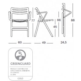 Dessin Technique Chaise Pliante Air Chair avec Accoudoirs Magis JardinChic