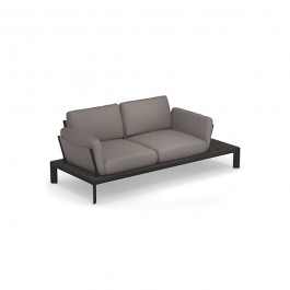 Sofa 2 Places Tami Structure Noir Tissu Gris Emu Jardinchic