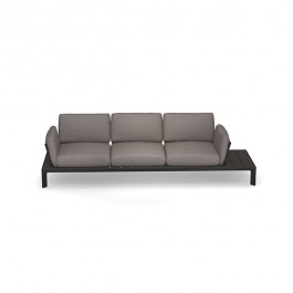 Sofa 3 Places Tami Structure Noir Tissu Gris Emu Jardinchic