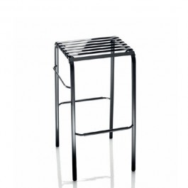 Lot de 4 Tabourets Empilables Hauts Striped Noir/Gris Fumé Magis JardinChic