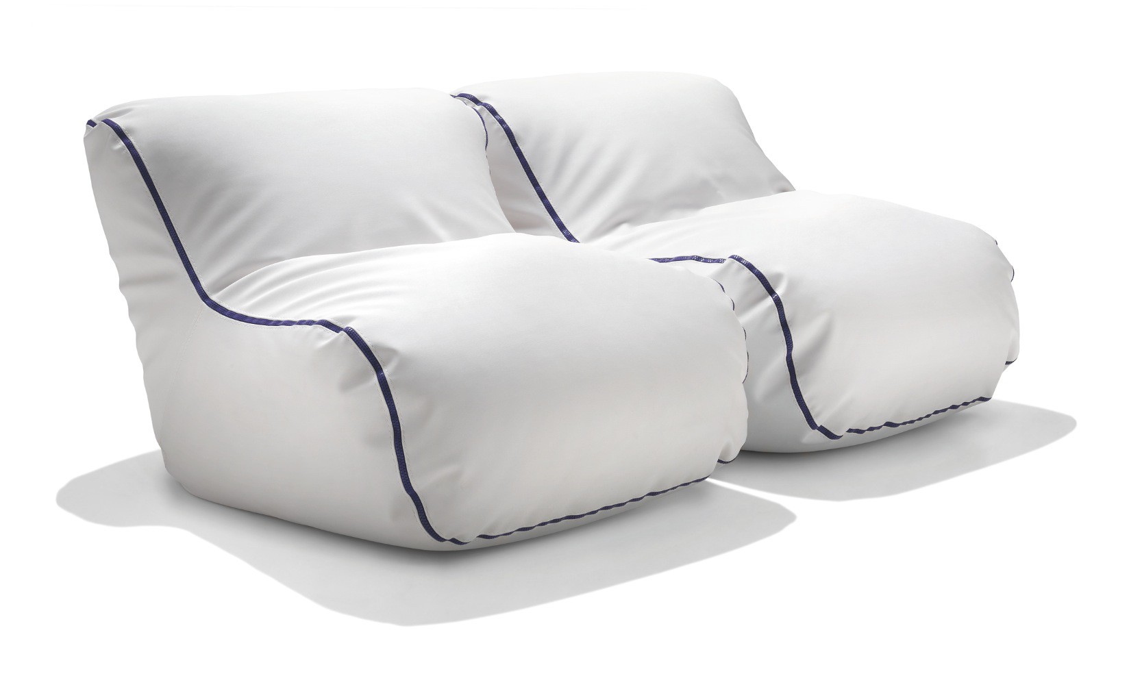 Fauteuil  Baby Birba Simili-cuir Blanc Zip Noir Bleu Parri JardinChic