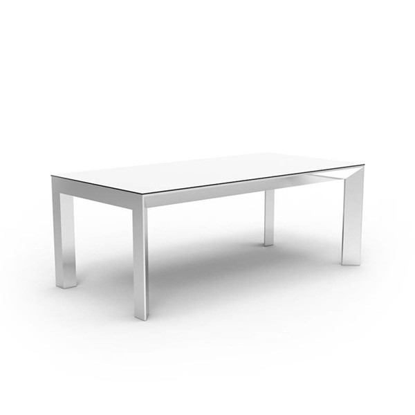 Table de Repas Frame Aluminium 200cm Structure Argent Laqué Plateau HPL Blanc Bord Noir Vondom Jardinchic Table de Repas Frame Aluminium 200cm Structure Argent Laqué Plateau HPL Blanc Bord Noir Vondom Jardinchic