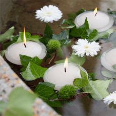 Set Of 3 Ecru UFO Floating Outdoor Candles