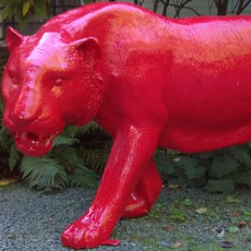 Lacquered Red Tiger Statue
