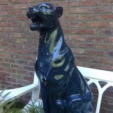 Statue Panther Seat Blue Lacquered Grey