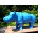 Statue Hippopotame Laqué Bleu Fluo TexArtes JardinChic